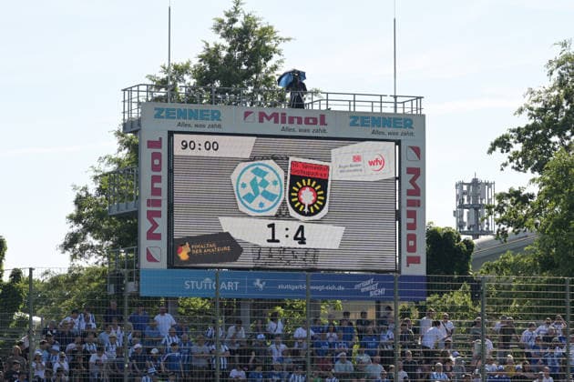 the scoreboard after the match SV Stuttgarter Kickers vs SG Sonnenhof Grossaspach, football, men, DB Regio wfv cup final, season 2025 2026, 23 05 2026 SV Stuttgarter Kickers vs SG Sonnenhof Grossaspach, football, men, DB Regio wfv cup final, season 2025 2026, 23 05 2026 Stuttgart Copyright: xEibner-Pressefoto TobiasxBaurx EP_TBR