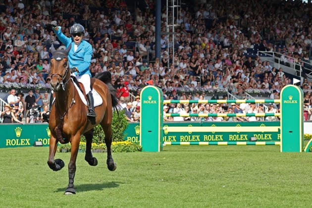 2 place, winners fist, jubilation, emotions, Abdel Said BEL with horse Wachmann Bonne Amie, 2 qualification Rolex Grand Prix CSI5 show jumping competition with jump-off, World Equestrian Festival, CSI5, World Equestrian Festival, TSCHIO Aachen 2026, TSCHIO instead of CHIO 2026, Aachener Soers, May 22nd to 24th 2026, equestrian sport, May 23rd 2026, Aachener Soers Germany