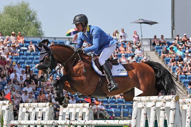 Christian Ahlmann GER with horse Untouched LB, 2 qualifier Rolex Grand Prix CSI5 show jumping competition with jump-off, World Equestrian Festival, CSI5, World Equestrian Festival, TSCHIO Aachen 2026, TSCHIO instead of CHIO 2026, Aachener Soers, 22 to 24 May 2026, equestrian sport, 23 05 2026, Aachen Aachener Soers Germany
