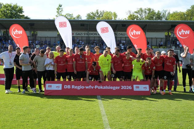 DB Regio wfv cup winner 2025 26 and defending champion SG Sonnenhof Gorssaspach SV Stuttgarter Kickers vs SG Sonnenhof Grossaspach, football, men, DB Regio wfv cup final, season 2025 2026, 23 05 2026 SV Stuttgarter Kickers vs SG Sonnenhof Grossaspach, football, men, DB Regio wfv cup final, season 2025 2026, 23 05 2026 Stuttgart Copyright: xEibner-Pressefoto TobiasxBaurx EP_TBR