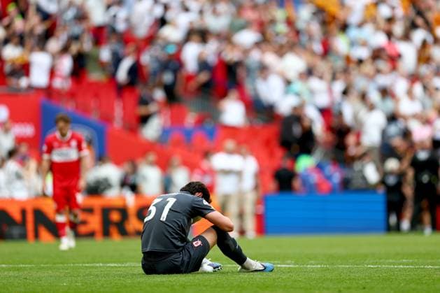 Sol Brynn of Middlesbrough show dejection after their side s defeat in the EFL Championship Play offs Hull City v Middlesbrough, EFL Sky Bet Championship, Play-Off Final, Football, Wembley Stadium, London, UK - 23 May 2026London Wembley Stadium United Kingdom EDITORIAL USE ONLY No use with unauthorised audio, video, data, fixture lists, club league logos or live services. Online in-match use limited to 120 images, no video emulation. No use in betting, games or single club league player publications. Copyright: xSimonxDael Shutterstockx 16887368df