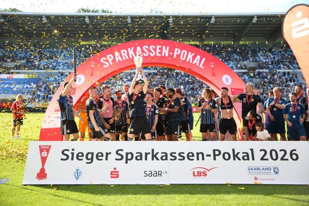 23 05 2026, xrekx, Fußball Landespokal Saarland Finale, 1 FC Saarbrücken FC 08 Homburg v l Sieger Sparkassen Pokal 2026 1 FC Saarbruecken DFL DFB REGULATIONS PROHIBIT ANY USE OF PHOTOGRAPHS as IMAGE SEQUENCES and or QUASI VIDEO Saarbrücken