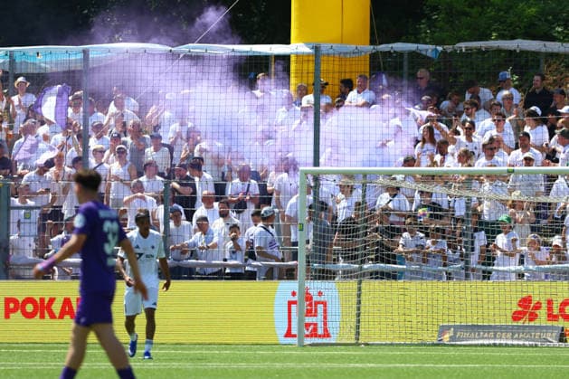 HEBC fans light purple smoke Football I Mens I Lotto Cup I Season 2025 2026 I Final I SC Vorwärts Wacker04 Billstedt HEBC I 23 05 2026 I Stadion Hoheluft