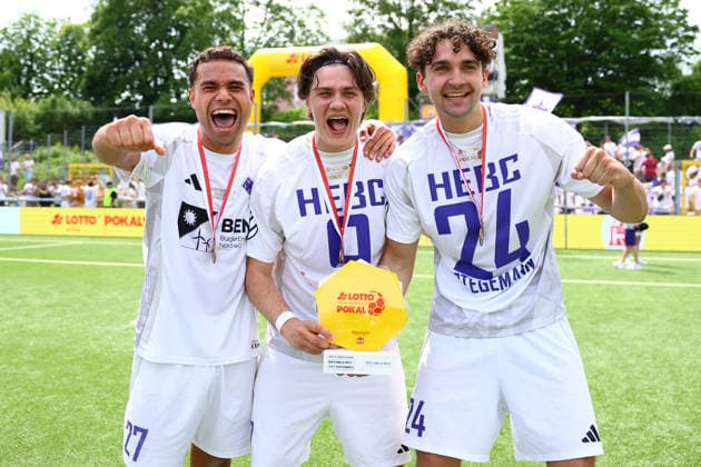 27 Lionel von Zitzewitz HEBC , 9 Luca Verago HEBC and 24 Julius Stegemann HEBC Football I Men I Lotto Cup I Season 2025 2026 I Final I SC Vorwärts Wacker04 Billstedt HEBC I 23 05 2026 I Stadion Hoheluft