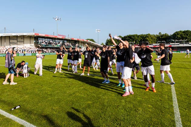 The SC Verl team celebrates after winning the final of the Krombacher Westfalenpokal GER, SC Verl vs SF Lotte, Football, Westfalenpokal, Final, Season 2025 2026, 23 05 2026 DFL Regulations prohibit any use of photographers as image sequences and or quasi video GER, SC Verl vs SF Lotte, Football, Westfalenpokal, Final, Season 2025 2026, 23 05 2026 Verl Copyright: xEibner-Pressefoto JanxRollingerx EP_JSK