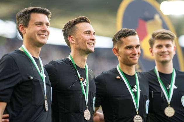 Lower Rhine Cup Final MSV Duisburg SC St Tönis FOR EDITORIAL PURPOSES ONLY p Football Lower Rhine Cup Final MSV Duisburg SC St Tönis on 23 05 26 at the Schauinsland Reisen Arena in Duisburg Referee Team Duisburg Copyright JakobxKlos Copyright: JakobxKlos doc85z1qxrig4949izrqpa ,EDITORIAL USE ONLY Copyright: JakobxKlos
