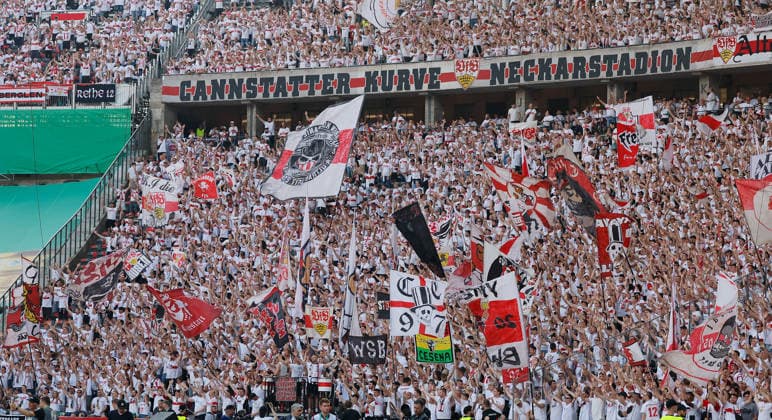 Berlin , Football DFB Cup Final 2026 , FC Bayern Munich vs VfB Stuttgart , Stuttgart fans