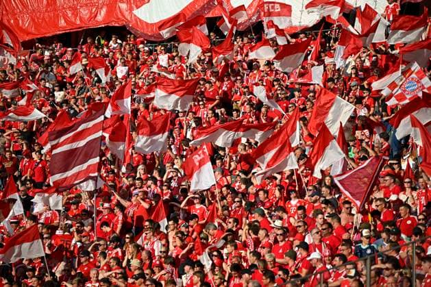 23 05 2026, Football DFB Cup 2025 2026, Final, FC Bayern Munich VfB Stuttgart, at the Olympiastadion Berlin The Bayern fans cheer DFL and DFB regulations prohibit any use of photographs as image sequences and or quasi video