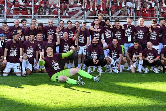 23 05 2026, xpsx, Soccer final Hessenpokal, SG Barockstadt Fulda Lehnerz SV Wehen Wiesbaden v l jubilation, joy about the cup victory DFL DFB REGULATIONS PROHIBIT ANY USE OF PHOTOGRAPHS as IMAGE SEQUENCES and or QUASI VIDEO Offenbach