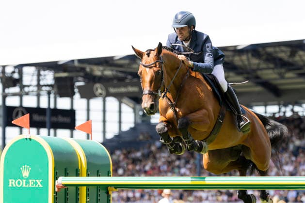 Christian KUKUK GER on Fantasia de Wy, in jumping, action, in the round in jumping S5 2nd Qualifier Rolex Grand Prix, jumping competition with one round and jump-off, CSI5, Rolex Grand Slam, on 23 05 2026, World Equestrian Festival, TSCHIO Aachen 2026 from 22 24 05 2026 in Aachen Germany Â