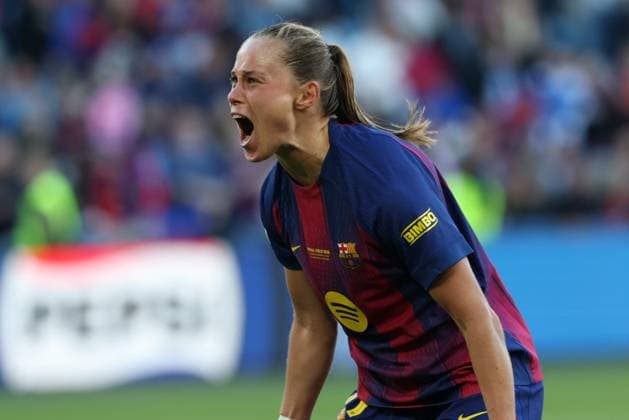 23.05.2026 - SOCCER - 2025-2026 UEFA Women’s Champions League final , FC Barcelona, Barca vs OL Lyonnes Ewa Pajor (FC Barcelona) celebrates his team s second goal OSLO OSLO, Ullevaal Stadion Ullevaal Stadion Norway