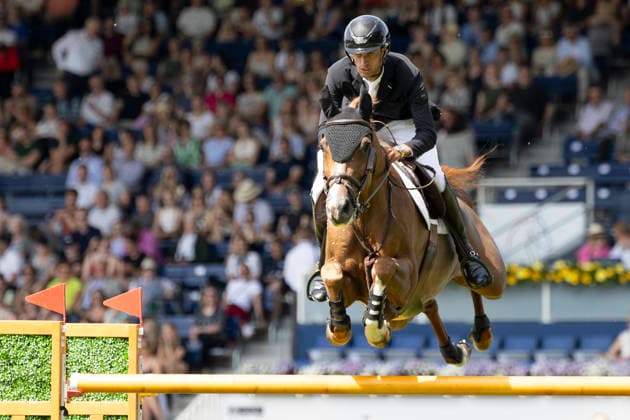 Rene DITTMER GER on Cody 139, in jumping, action, in the round in jumping S5 2nd Qualifier Rolex Grand Prix, jumping competition with one round and jump-off, CSI5, Rolex Grand Slam, on 23 05 2026, World Equestrian Festival, TSCHIO Aachen 2026 from 22 24 05 2026 in Aachen Germany Â