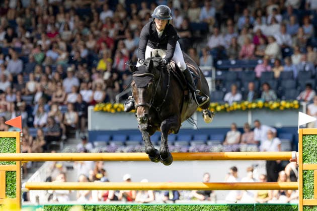 Sandra AUFFARTH GER on Comcador OLD, in jumping, action, in the round in jumping S5 2nd Qualifier Rolex Grand Prix, jumping competition with one round and jump-off, CSI5, Rolex Grand Slam, on 23 05 2026, World Equestrian Festival, TSCHIO Aachen 2026 from 22 24 05 2026 in Aachen Germany Â
