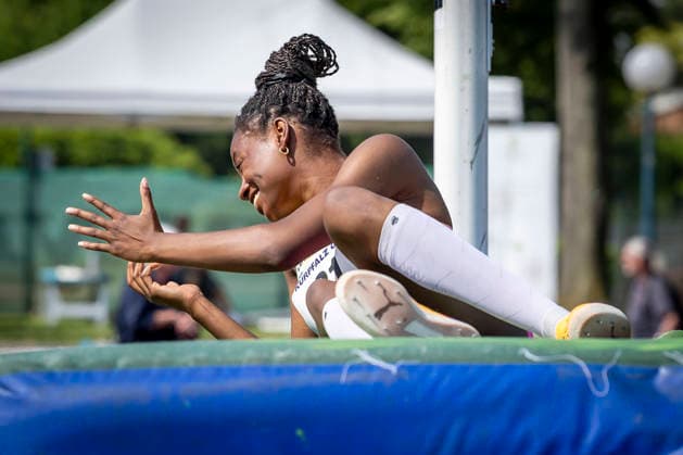 WEINHEIM, GERMANY - MAY 23 Blessing Enatoh (GER LG Nord Berlin) during high jump during the B&S Kurpfalz Gala am 23.05.2026 at the Sepp-Herberger-Stadium in Weinheim (Baden-Wuerttemberg Germany). Baden-Wuerttemberg Germany Copyright: xLeahxKohringx