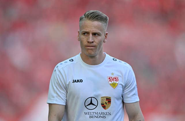 before the start of the match Chris Fuehrich VfB Stuttgart 10 Portrait enttaeuscht 83 DFB Pokalfinale FC Bayern Muenchen FCB vs VFB Stuttgart Olympiastadion Berlin 23 05 2026 DFL REGULATIONS PROHIBIT ANY USE OF PHOTOGRAPHS AS IMAGE SEQUENCES AND OR QUASI VIDEO 83 DFB Pokalfinale FC Bayern Muenchen FCB vs VFB Stuttgart