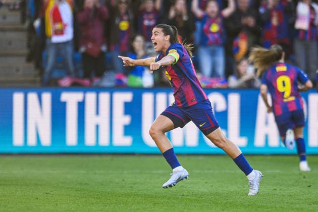 260523 Patri Guijarro of Barcelona celebrates after 3 0 during the UEFA Women s Champions League final football match between Barcelona and Lyon on May 23, 2026 in Oslo Photo Jon Olav Nesvold BILDBYRAN COP 217 VG0925 bbeng football fotball soccer champions league finale final final 2026 mesterligaen dam fcb barcelona lyon ol lyonnes jubel  Copyright: JONxOLAVxNESVOLD BB260523JE045
