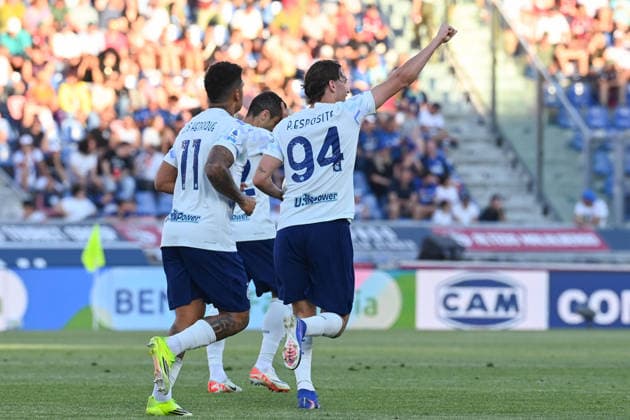 May 23, 2026, Bologna, Italy: Inter s Pio Esposito celebrating his goal during the italian soccer Serie A match between Bologna FC vs Inter Fc Internazionale on May 23, 2026 at the Renato Dall Ara Stadium in Bologna, Italy. ANSA Gianluca Ricci. Soccer: Serie A; Bologna Vs Inter  - ZUMAa110 20260523_zaf_a110_027 Copyright: xRiccixGianlucax