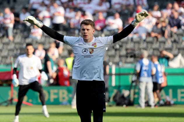 23 05 26 DFB Pokal Final 2026 FC Bayern Munich VfB Stuttgart Germany, Berlin, 23 05 2026, Football, Season 2025 2026, DFB Pokal Final 2026 Berlin, FC Bayern Munich VfB Stuttgart Alexander Nübel, VfB Stuttgart