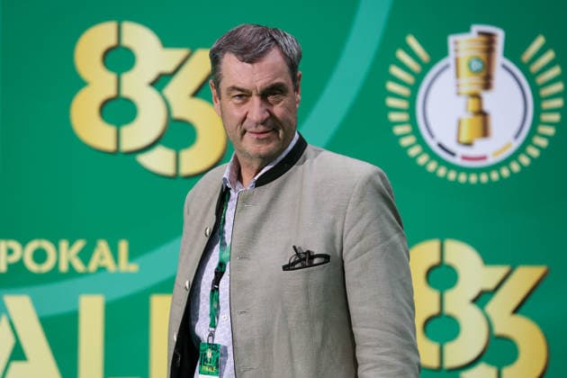 DFB Cup Final FC Bayern Munich VfB Stuttgart on 23 May 2026 at the Olympic Stadium in Berlin Markus Söder CSU , Party Chairman and Prime Minister of Bavaria, on the green carpet MH