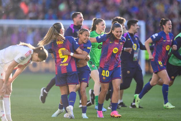 260523 Players of Barcelona celebrate after the UEFA Womens Champions League final football match between Barcelona and Lyon on May 23, 2026 in Oslo Photo Jon Olav Nesvold BILDBYRAN COP 217 VG0925 bbeng football fotball fotboll soccer champions league finale final final 2026 mesterligaen dam fcb barcelona lyon ol lyonnes jubel  Copyright: JONxOLAVxNESVOLD BB260523JE046