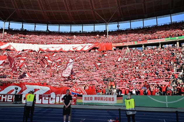 23 05 2026, xsltx, Football DFB Cup Final, FC Bayern München VfB Stuttgart v l Bayern Muenchen München, Fans, Atmosphere, Scarves, Emotions, Spectators, Visitors, Ultras, Schickeria DFL DFB REGULATIONS PROHIBIT ANY USE OF PHOTOGRAPHS as IMAGE SEQUENCES and or QUASI VIDEO Berlin