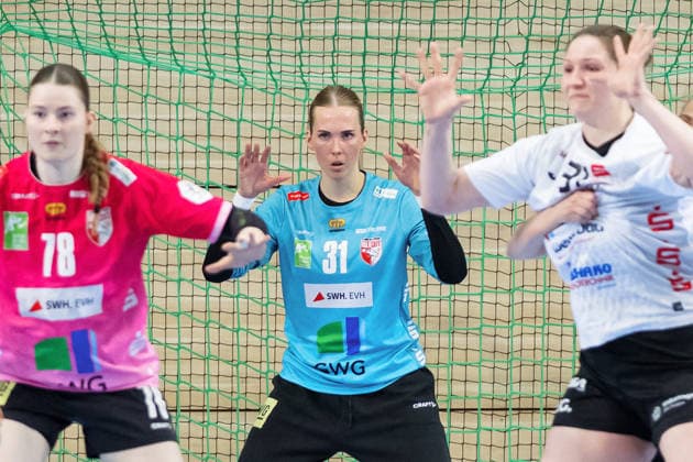 Lucy Strauchmann Halle, 78 , Goalkeeper Sofie Kruggel Halle, 31 , Victoria Hasselbusch Zwickau, 31 , SV Union Halle Neustadt vs BSV Sachsen Zwickau, Handball Bundesliga Frauen, Play Offs 5 11 Matchday 6, Season 2025 26, 23 05 2026 Halle SWH Arena Sachsen Anhalt Germany