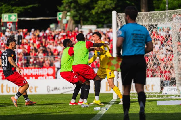 Arne Schulz Viktoria Köln, 27 celebrates the last held penalty Fortuna Köln vs FC Viktoria Köln, Football, Landespokal Mittelrhein 2025 26, Final, Season 2025 26, 23 05 2026, Fortuna Köln vs FC Viktoria Köln, Football, Landespokal Mittelrhein, Final, Season 2025 26, 23 05 2026 Köln Copyright: xEibner-Pressefoto LukasxBaldygax EP_LBA