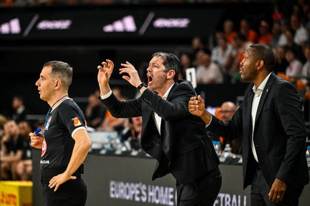 GER, BBL, Playoffs, ratiopharm Ulm vs BMA365 Bamberg Baskets 23 05 2026, ratiopharm arena, Neu Ulm, GER, BBL, Playoffs, ratiopharm Ulm vs BMA365 Bamberg Baskets, in the picture referee Gentian Cici, Ty Harrelson Ulm , Tyron McCoy Ulm nordphotoxGmbHx xHafner nph00200
