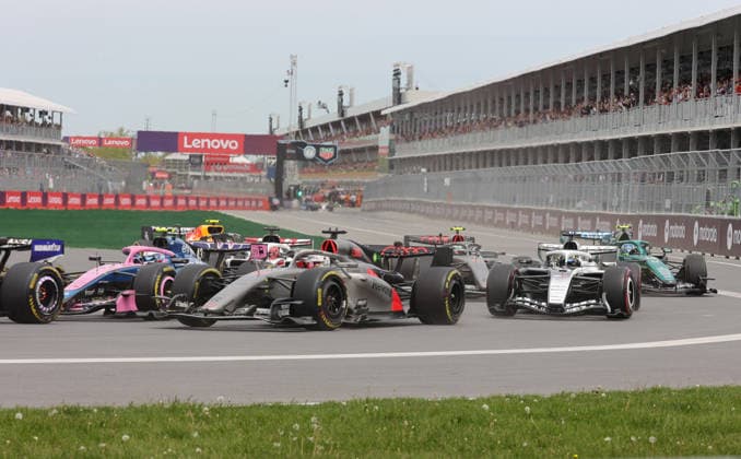 23 05 2026, Circuit Gilles Villeneuve, Montreal, FORMULA 1 LENOVO GRAND PRIX DU CANADA 2026 , pictured Nico Hülkenberg DEU , Audi Revolut F1 Team, Franco Colapinto ARG , BWT Alpine F1 Team, Sergio Perez Mex , Cadillac Formula 1 Team, Fernando Alonso ESP , Aston Martin Aramco Formula One Team Photo by Mark Urquhart Hasan Bratic DeFodi Images