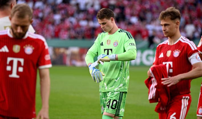 Soccer DFB Cup Final 2025 2026 in Berlin FC Bayern Muenchen VfB Stuttgart 23 05 2026 Goalkeeper Jonas Urbig FC Bayern Muenchen