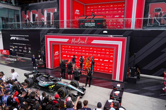 FORMULA ONE CANADIAN GRAND PRIX 2026 General View of George Russell 63 (GBR) Mercedes, Lando Norris 1 (GBR) McLaren and Kimi Antonelli 12 (ITA) Mercedes in Parc Ferme after the Sprint Race during the Formula 1 Lenovo Canadian Grand Prix 2026, 5th round of the 2026 Formula One World Championship, WM, Weltmeisterschaft from May 22 to 24, 2026 at the Circuit Gilles Villeneuve, Montreal, Canada Credit: Robbie Hoad Every Second Media Editorial use only. All images are copyright Every Second Media Limited. No images may be reproduced without prior permission. Copyright: xIMAGO EveryxSecondxMediax ESM-2005-0237 RobbiexHoadx xEveryxSecondxMediax