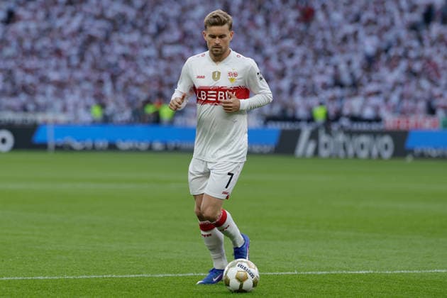 Soccer DFB Cup Final FC Bayern Munich VfB Stuttgart on 23 05 2026 at the Olympiastadion in Berlin Maximilian Mittelstädt Stuttgart DFB regulations prohibit any use of photographs as image sequences and or quasi video xJRx