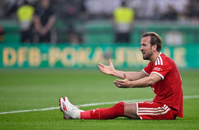 Harry Kane FC Bayern Muenchen FCB 09 Disappointment disappointed after missed goal chance gesture gesture 83 DFB Pokalfinale FC Bayern Muenchen FCB vs VFB Stuttgart Olympiastadion Berlin 23 05 2026 DFL REGULATIONS PROHIBIT ANY USE OF PHOTOGRAPHS AS IMAGE SEQUENCES AND OR QUASI VIDEO 83 DFB Pokalfinale FC Bayern Muenchen FCB vs VFB Stuttgart