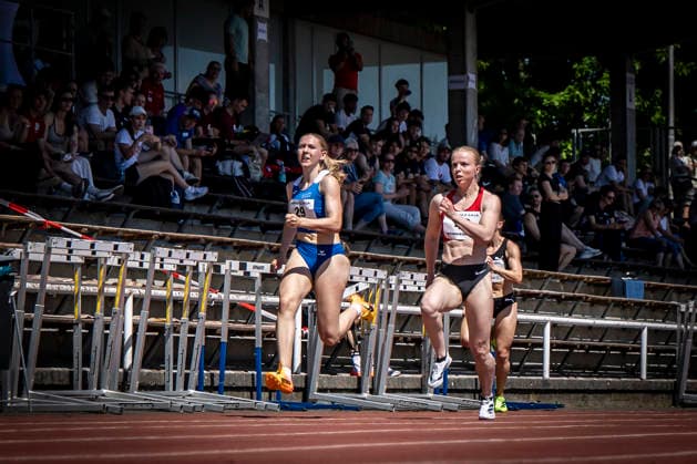 WEINHEIM, GERMANY - MAY 23 Pia Pätzel (GER LG VfL SSG Bensheim), Nadine Mercier (GER ASC Darmstadt) during the B&S Kurpfalz Gala am 23.05.2026 at the Sepp-Herberger-Stadium in Weinheim (Baden-Wuerttemberg Germany). Baden-Wuerttemberg Germany Copyright: xAxelxKohringx