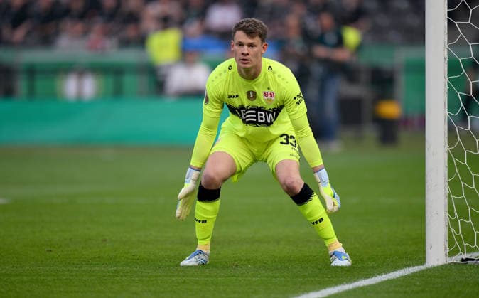 Football DFB Cup Final 2025 2026 in Berlin FC Bayern Muenchen VfB Stuttgart 23 05 2026 Goalkeeper Alexander Nuebel VfB Stuttgart