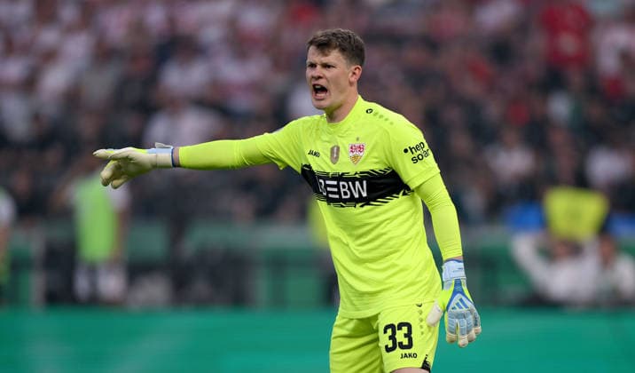 Football DFB Cup Final 2025 2026 in Berlin FC Bayern Muenchen VfB Stuttgart 23 05 2026 Goalkeeper Alexander Nuebel VfB Stuttgart