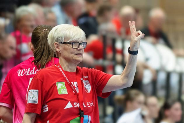 Coach Ines Seidler Halle , SV Union Halle Neustadt vs BSV Sachsen Zwickau, Handball Bundesliga Women, Play Offs 5 11 Matchday 6, Season 2025 26, 23 05 2026 Halle SWH Arena Sachsen Anhalt Germany