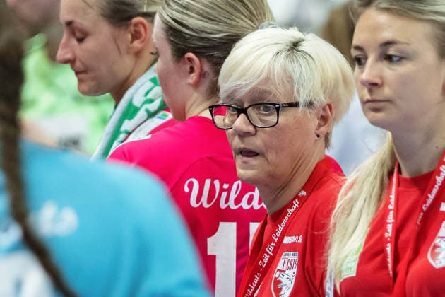 Coach Ines Seidler Halle , SV Union Halle Neustadt vs BSV Sachsen Zwickau, Handball Bundesliga Women, Play Offs 5 11 Matchday 6, Season 2025 26, 23 05 2026 Halle SWH Arena Sachsen Anhalt Germany