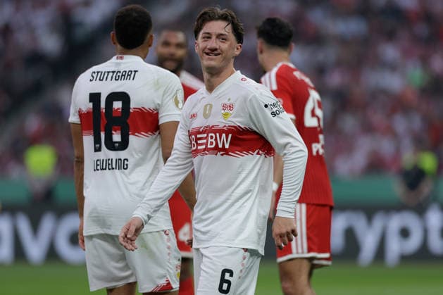 Soccer DFB Pokal Final FC Bayern Munich VfB Stuttgart on 23 05 2026 at the Olympiastadion in Berlin Angelo Stiller Stuttgart DFB regulations prohibit any use of photographs as image sequences and or quasi video xJRx