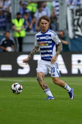 23 05 2026, GER, Football, Men, Niederrheinpokal Final, Season 2025 2026, SC St Tönis MSV Duisburg Niklas Jessen MSV Duisburg in action on the ball, single action Duisburg schauinsland reisen Arena Nordrhein Westfalen Germany Copyright: xAdrianxSchlüterx