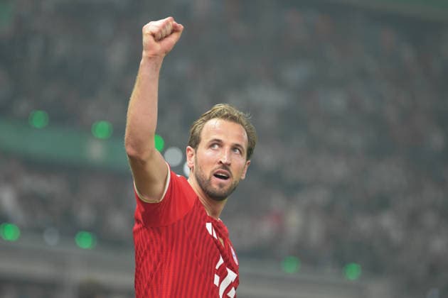 Soccer, DFB Cup Final, 20260523, FC Bayern Munich VfB Stuttgart In the picture Goal 2 0, Goal celebration Goalscorer Harry KANE Bayern, 9 Berlin Olympiastadion Brandenburg Germany Copyright: Passion2Press MarkusxFischerx