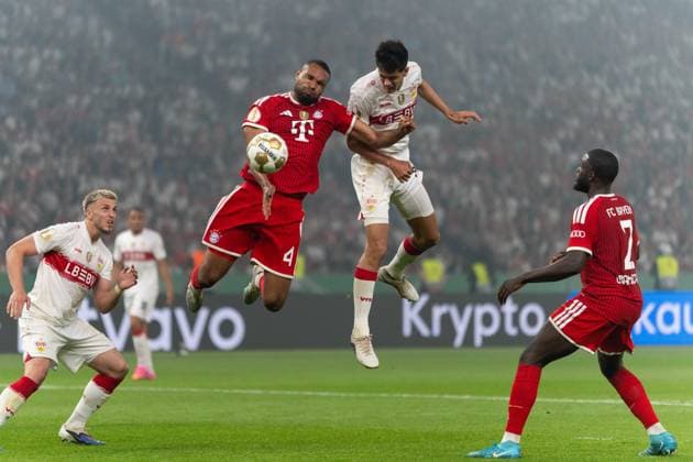 Jonathan Tah FC Bayern Muenchen, 04 , Chema Andres VfB Stuttgart, 30 , GER, FC Bayern Muenchen vs VfB Stuttgart, Football, Men, DFB Pokal, Final, Season 2025 2026, 23 05 2026 DFL REGULATES PROHIBIT ANY USE OF PHOTOGRAPHS AS IMAGE SEQUENCES AND OR QUASI VIDEO GER, FC Bayern Muenchen vs VfB Stuttgart, Football, Men, DFB Pokal, Final, Season 2025 2026, 23 05 2026 Berlin Copyright: xEibner-Pressefoto MaxxVincenx EP_MVN