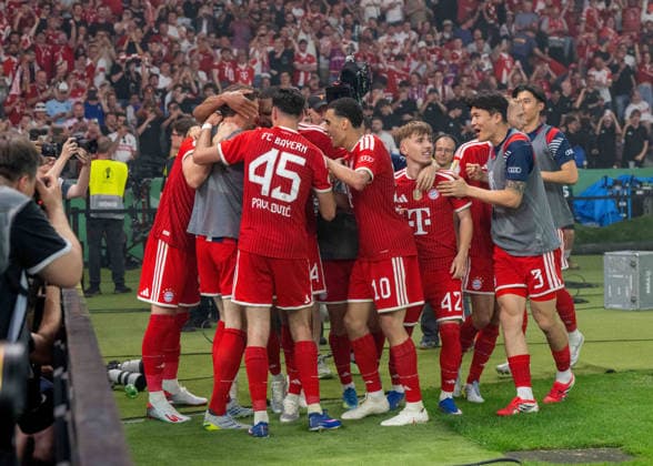 Soccer, Men, Season 2025 2026, 83 DFB Cup Final, FC Bayern Munich VfB Stuttgart, Bayern celebrates after Harry Kane scores 2-0 Bayern Munich , 23 05 2026, Copyright: xMatthiasxKochx