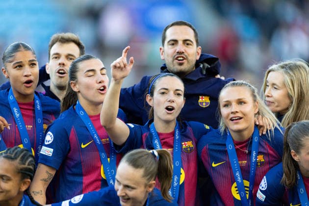 OSLO, NORWAY - MAY 23: Aitana Bonmatí of Barcelona celebrate after winning the UEFA Womens Champions League final match between Barcelona and OL Lyonnes at Ullevaal Stadium on May 23, 2026 in Oslo, Norway. (Photo by Ane Frosaker Sports Press Photo)  Copyright: xAnexFrosakerx xSPPx Sportspressphoto_152827