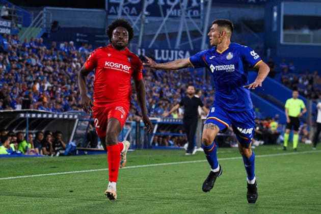 Getafe vs Osasuna, on the 38th matchday of the 2025 26 Spanish First Division May 23, 2026, Getafe, Madrid, Spain Boyomo is defended by Romero during the Spanish championship LaLiga football match between Getafe and Osasuna on 23 May 2026 at Estadio El Coliseum in Getafe, Madrid, Spain Madrid Madrid Madrid Spain Copyright: xAlejandroxMatiasx