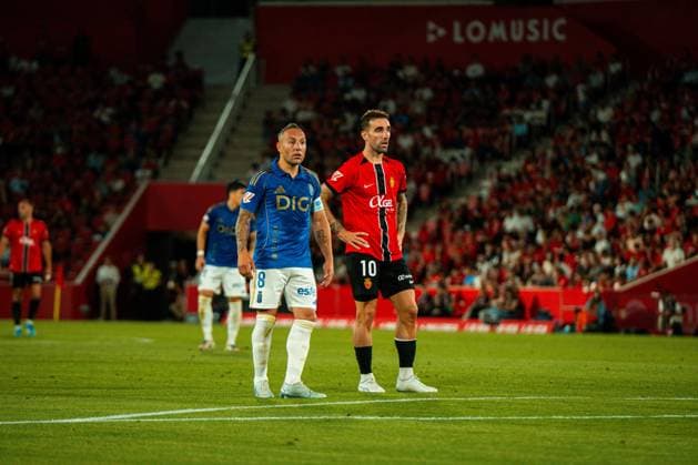 ESP LaLiga EA Sports RCD Mallorca v Real Oviedo Santi Cazorla of Real Oviedo and Antonio Sanchez of Mallorca during LaLiga EA Sports, between RCD Mallorca v Real Oviedo played at Son Moix Stadium in Mallorca on May 23rd, 2026 in Spain Mallorca Spain Football Copyright: xAgenciaxLOFx