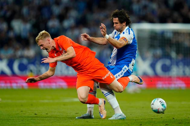 ESP: RCD Espanyol - Real Sociedad . La Liga EA Sports. Matchday 38 Leandro Cabrera of RCD Espanyol and Orri Oskarsson of Real Sociedad during the La Liga EA Sports match between RCD Espanyol and Real Sociedad played at RCDE Stadium on May 23, 2026 in Barcelona, Spain. kpng Copyright: xSergioxRuizxx xPRESSINPHOTOx PS_260523_ESP_RSO_2526_021