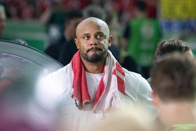 A thoughtful coach Vincent Kompany FC Bayern Muenchen before the award ceremony xettx, Germany, Berlin, 23 05 2026, Football, DFB Pokal FC Bayern Muenchen vs VfB Stuttgart, Season 2025 2026, Final, Olympiastadion DFL DFB REGULATIONS PROHIBIT ANY USE OF PHOTOGRAPHS AS IMAGE SEQUENCES AND OR QUASI VIDEO