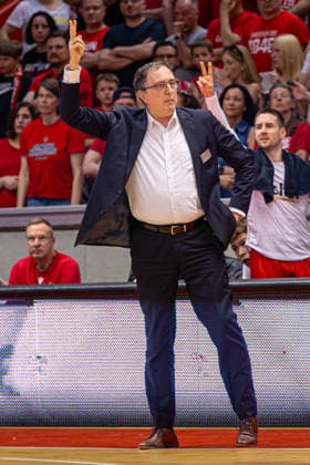 ProA playoffs semi-final, Giessen 46ers vs Bozic Estriche Kirchheim Knights, Osthalle Giessen 23 05 2026 ProA, Giessen, Germany 23 05 2026 Branislav Ignjatovic Headcoach Giessen 46ers , Gesture, Barmer ProA 2 Basketball Bundesliga, Playoffs, Game of Giessen 46ers vs Bozic Estriche Kirchheim Knights, Osthalle Giessen Copyright: xBEAUTIFULxSPORTS Freudensteinx