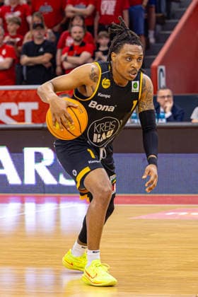 ProA Playoffs Semifinal, Giessen 46ers vs Bozic Estriche Kirchheim Knights, Osthalle Giessen 23 05 2026 ProA, Giessen, Germany 23 05 2026 Phillip Russell Bozic Estriche Kirchheim Knights, 1 , Barmer ProA 2 Basketball Bundesliga, Playoffs, Game of Giessen 46ers vs Bozic Estriche Kirchheim Knights, Osthalle Giessen Copyright: xBEAUTIFULxSPORTS Freudensteinx